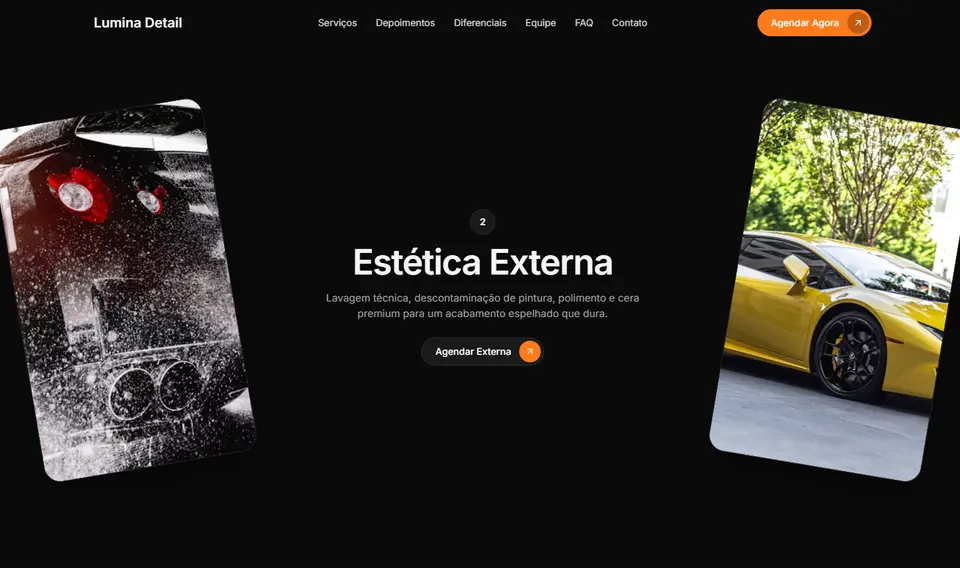 Página inicial do site Lumina Detail — estética automotiva premium